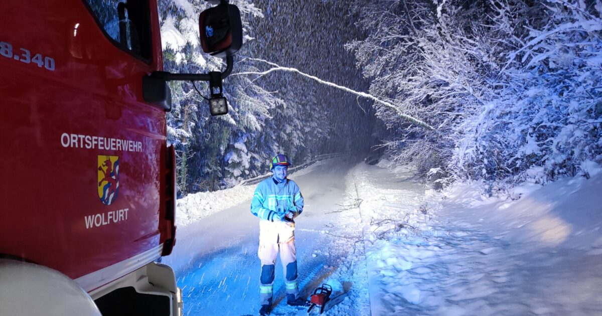 ENr-07 14.01.2021 20:05 Uhr – Bildsteinerstraße >> Baum droht auf Fahrbahn zu stürzen